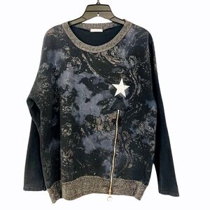 RARE! “Made in Italy” Metallic Swirl & Star Sweater w/Zip Detail Size M/L